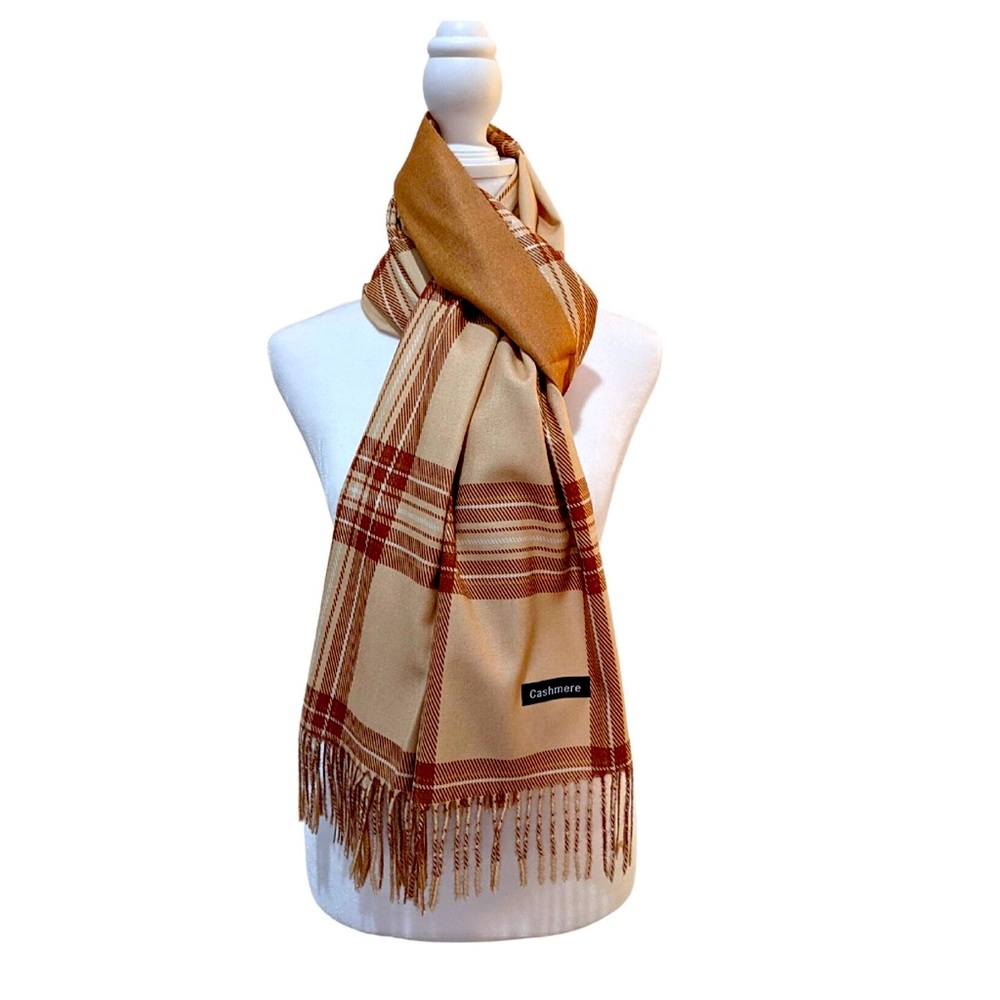 Stylish Plaid Scarf with Fringe